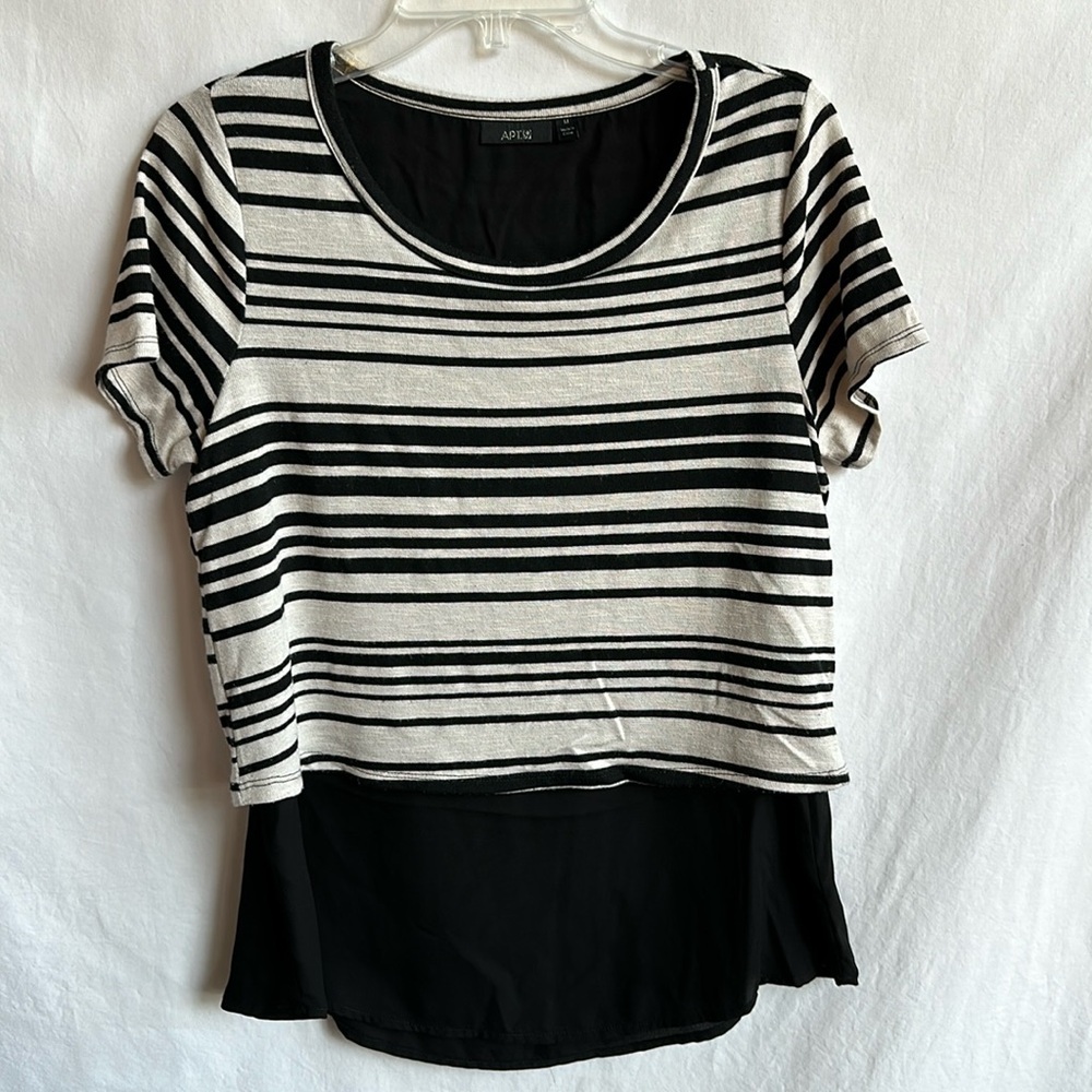 Apt. 9 layered cream and black top, size M